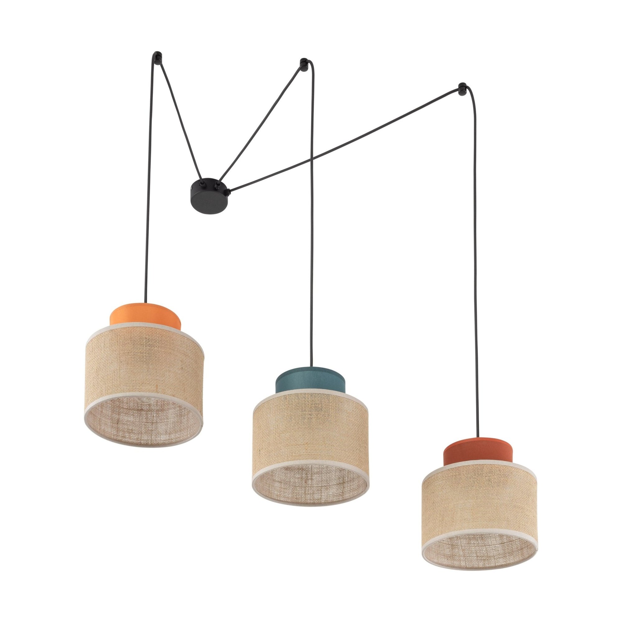 DUO Jute Adjustable 3 - Light Pendant for Dining Table & Kitchen Island - Dekor Butik