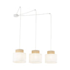 DUO White Jute Natural Suspension Pendant Ceiling Light Fixture for Kitchen Island, Dining Room & Living Room (3 - Light) - Dekor Butik