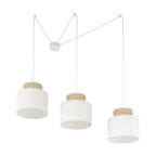 DUO White Jute Natural Suspension Pendant Ceiling Light Fixture for Kitchen Island, Dining Room & Living Room (3 - Light) - Dekor Butik