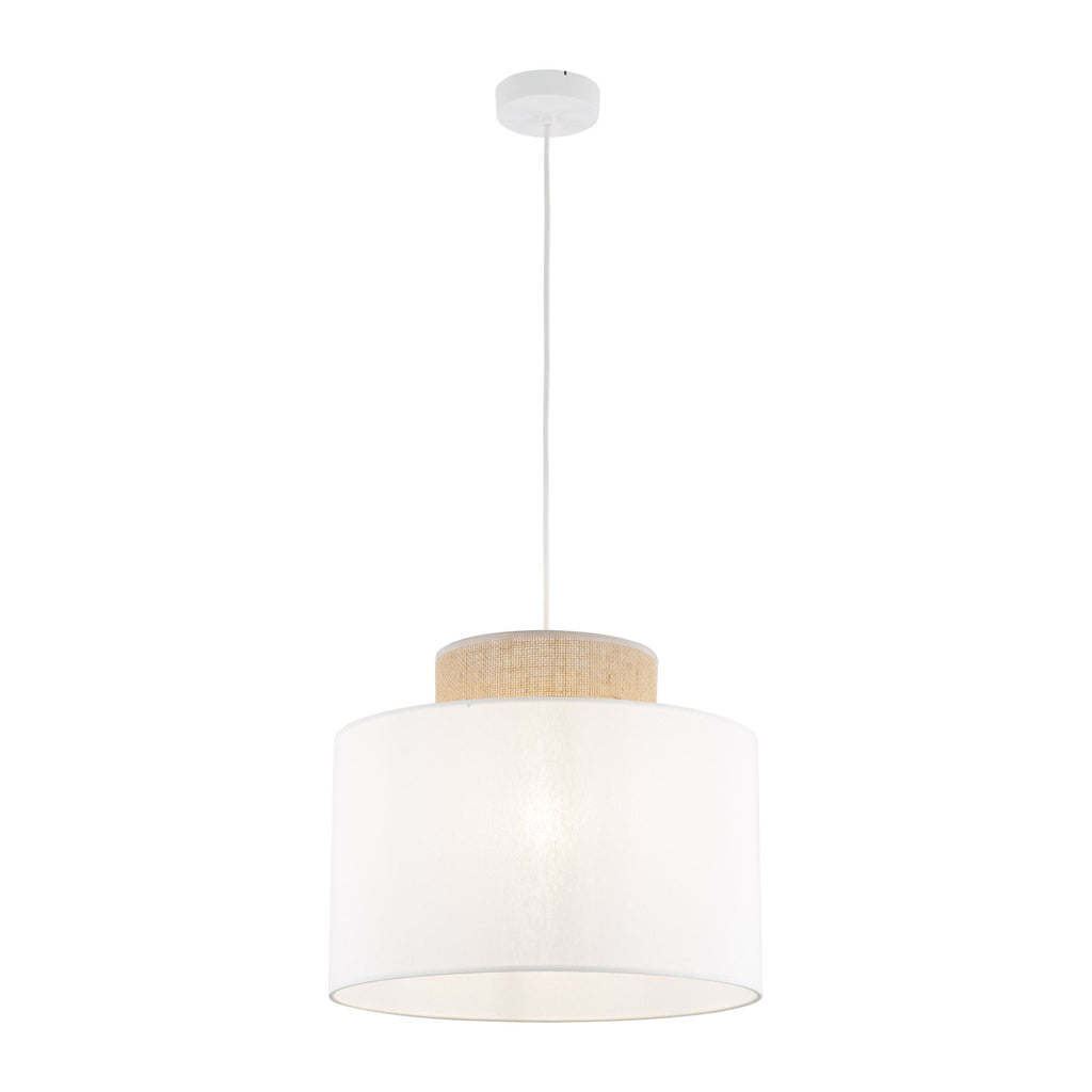 Duo White Jute Scandinavian Pendant Ceiling Light for Kitchen Island, Dining Room & Natural Interiors - Dekor Butik