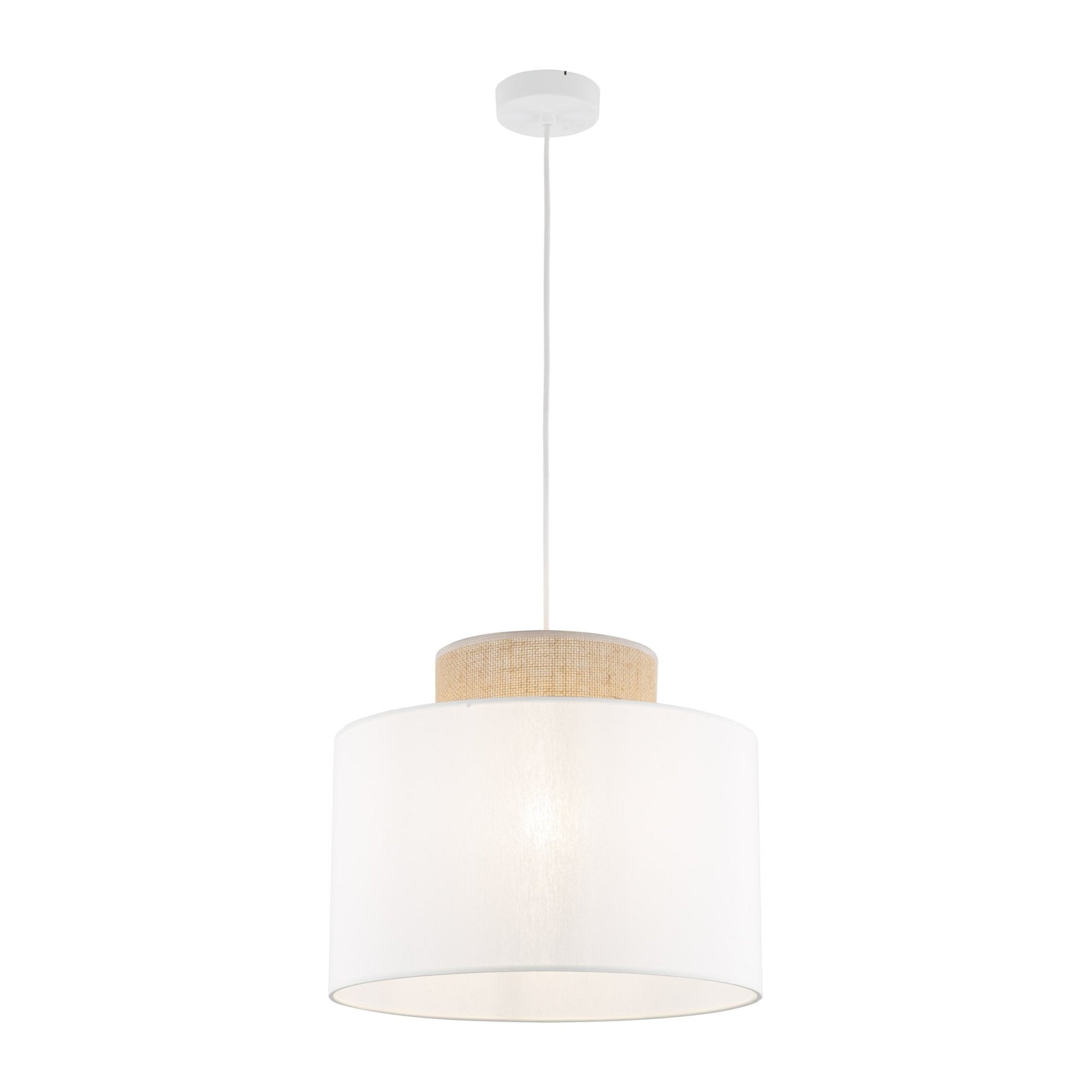Duo White Jute Scandinavian Pendant Ceiling Light for Kitchen Island, Dining Room & Natural Interiors - Dekor Butik