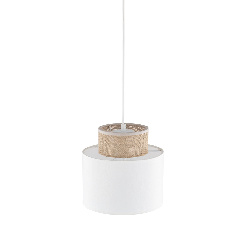Duo White Jute Scandinavian Pendant Ceiling Light for Kitchen Island, Dining Room & Natural Interiors - Dekor Butik