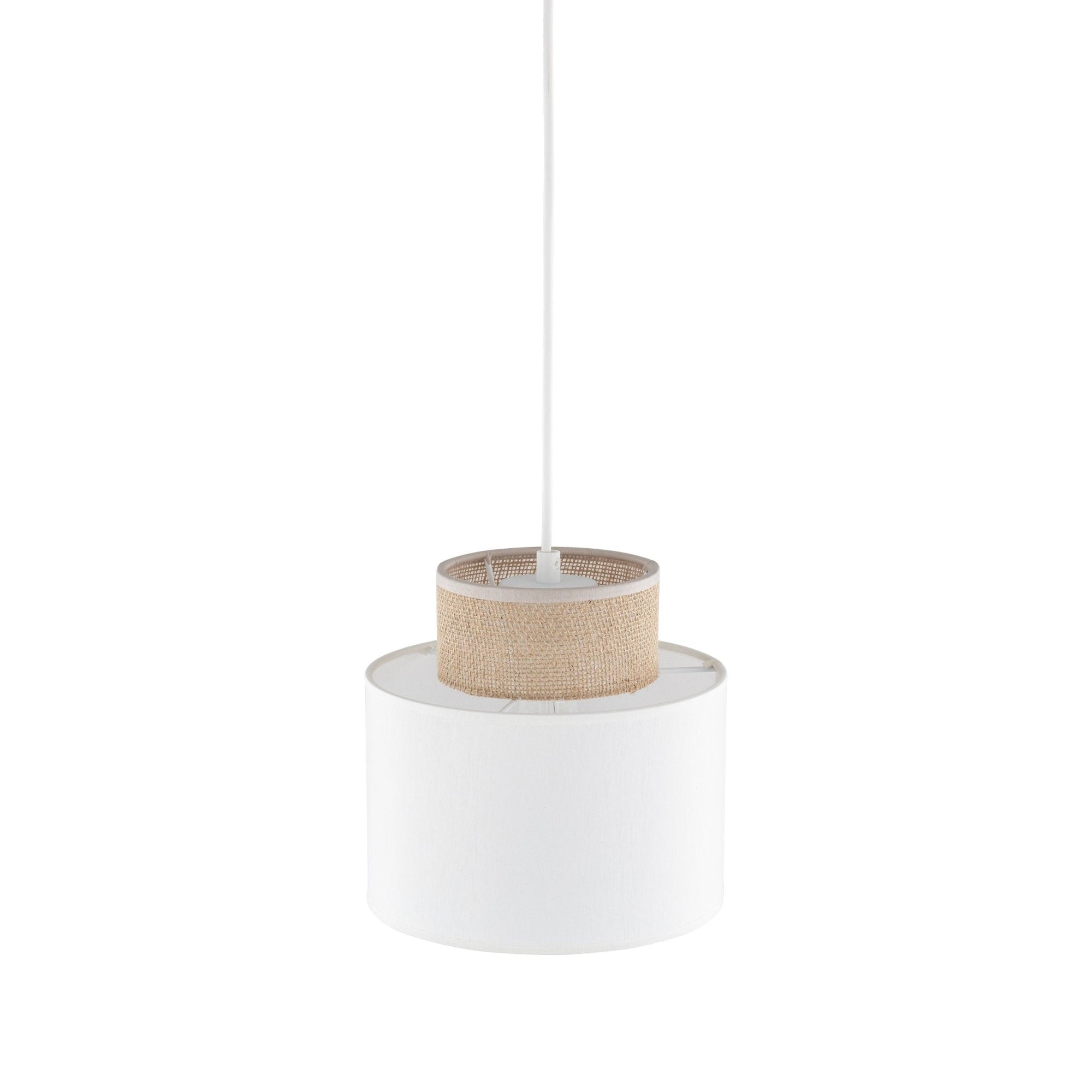 Duo White Jute Scandinavian Pendant Ceiling Light for Kitchen Island, Dining Room & Natural Interiors - Dekor Butik