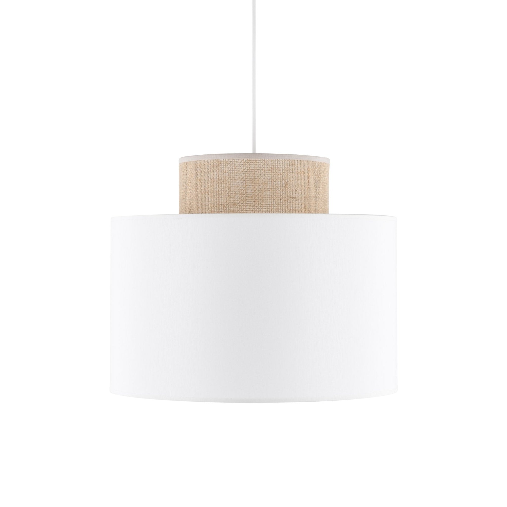 Duo White Jute Scandinavian Pendant Ceiling Light for Kitchen Island, Dining Room & Natural Interiors - Dekor Butik