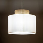 Duo White Jute Scandinavian Pendant Ceiling Light for Kitchen Island, Dining Room & Natural Interiors - Dekor Butik
