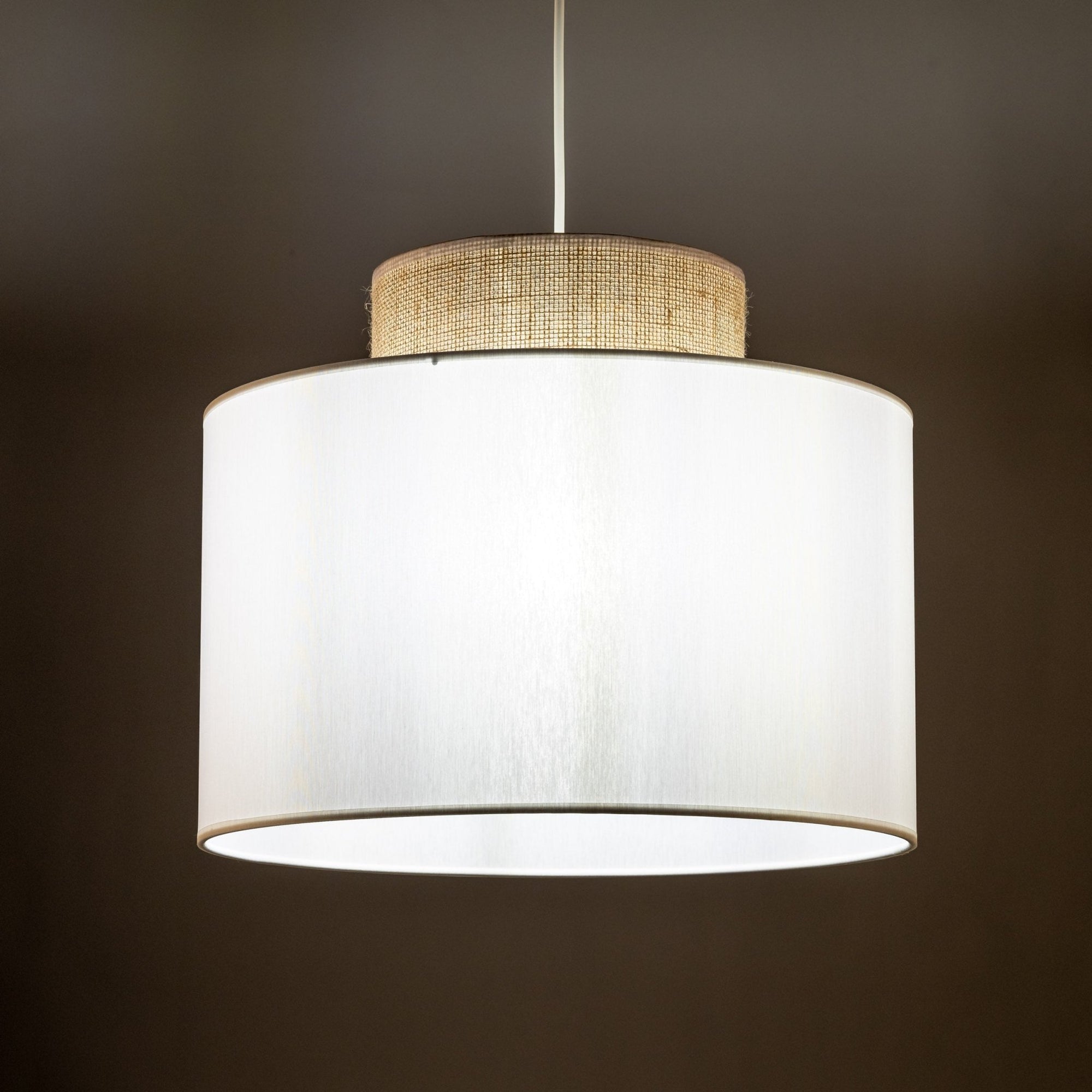 Duo White Jute Scandinavian Pendant Ceiling Light for Kitchen Island, Dining Room & Natural Interiors - Dekor Butik