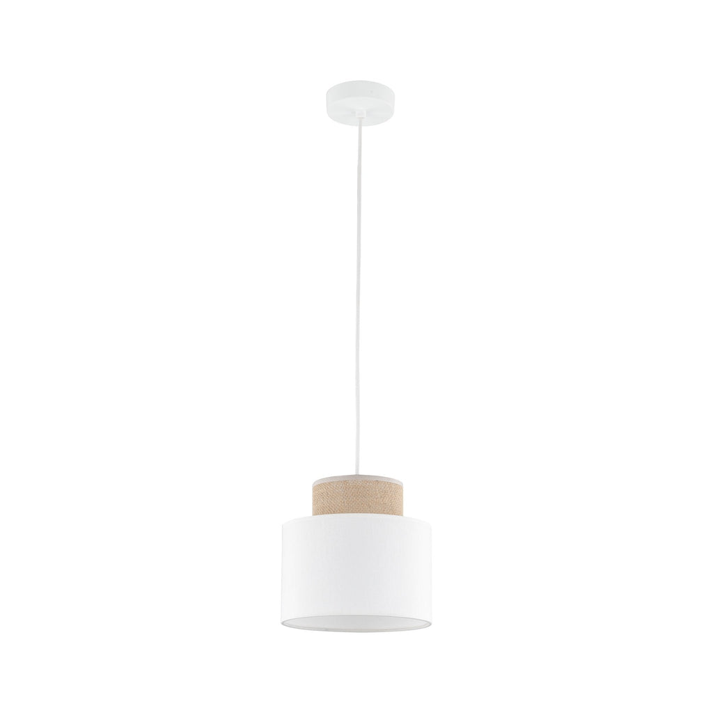 Duo White Jute Scandinavian Pendant Ceiling Light for Kitchen Island, Dining Room & Natural Interiors - Dekor Butik