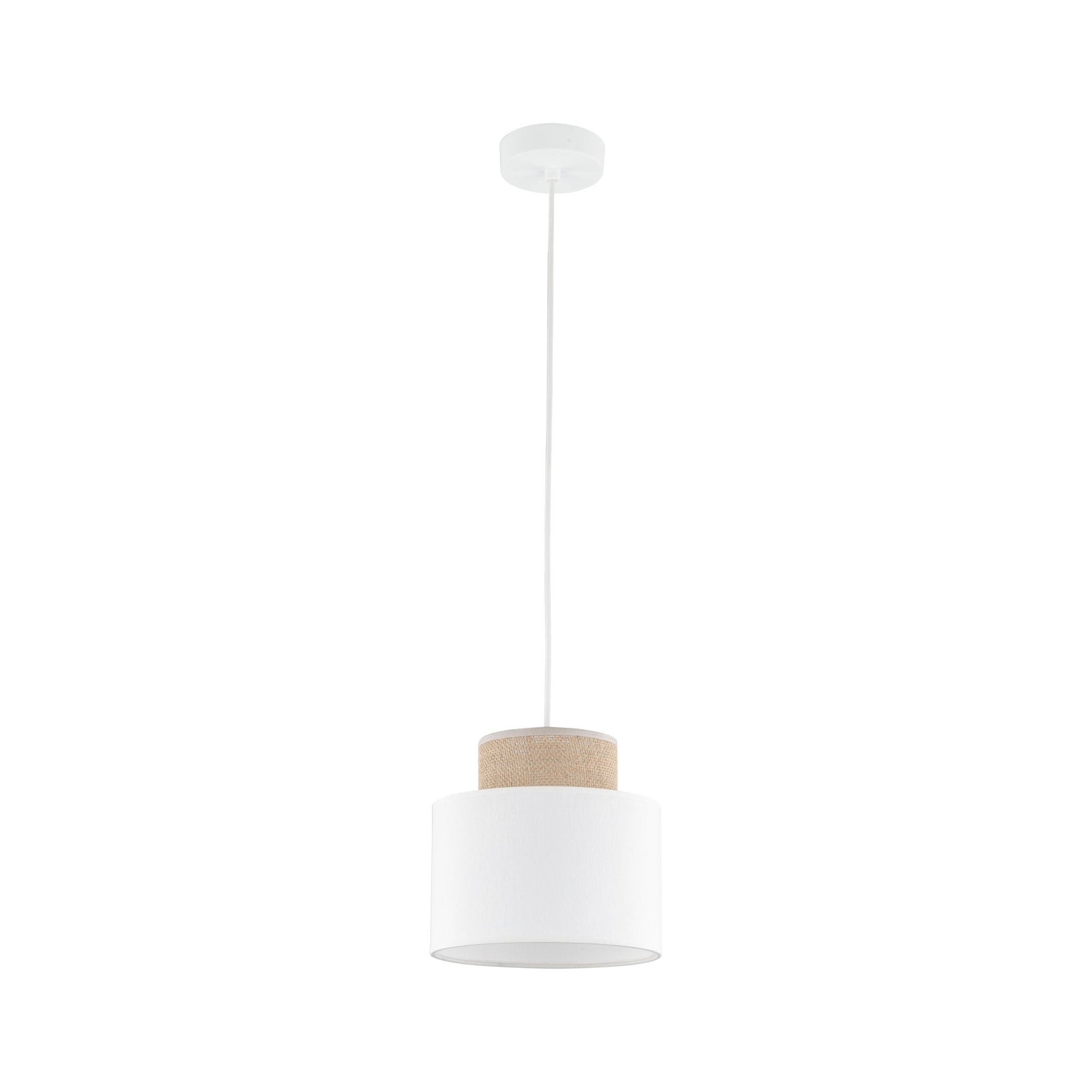 Duo White Jute Scandinavian Pendant Ceiling Light for Kitchen Island, Dining Room & Natural Interiors - Dekor Butik