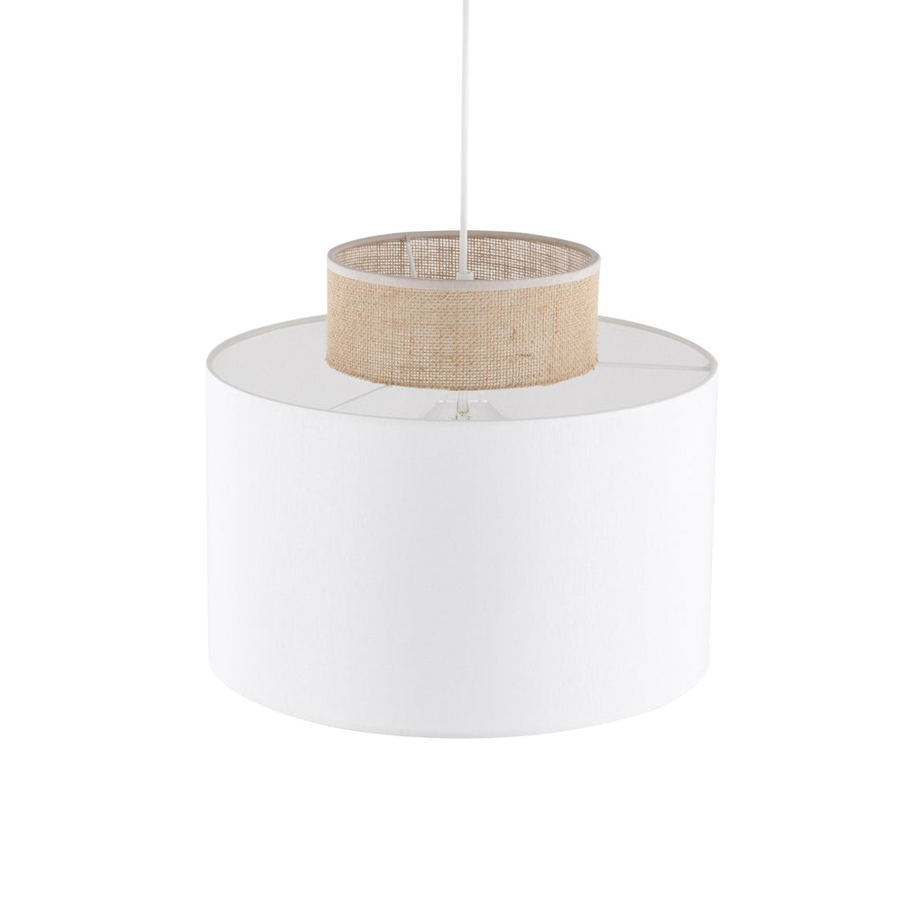 Duo White Jute Scandinavian Pendant Ceiling Light for Kitchen Island, Dining Room & Natural Interiors - Dekor Butik