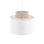 Duo White Jute Scandinavian Pendant Ceiling Light for Kitchen Island, Dining Room & Natural Interiors - Dekor Butik
