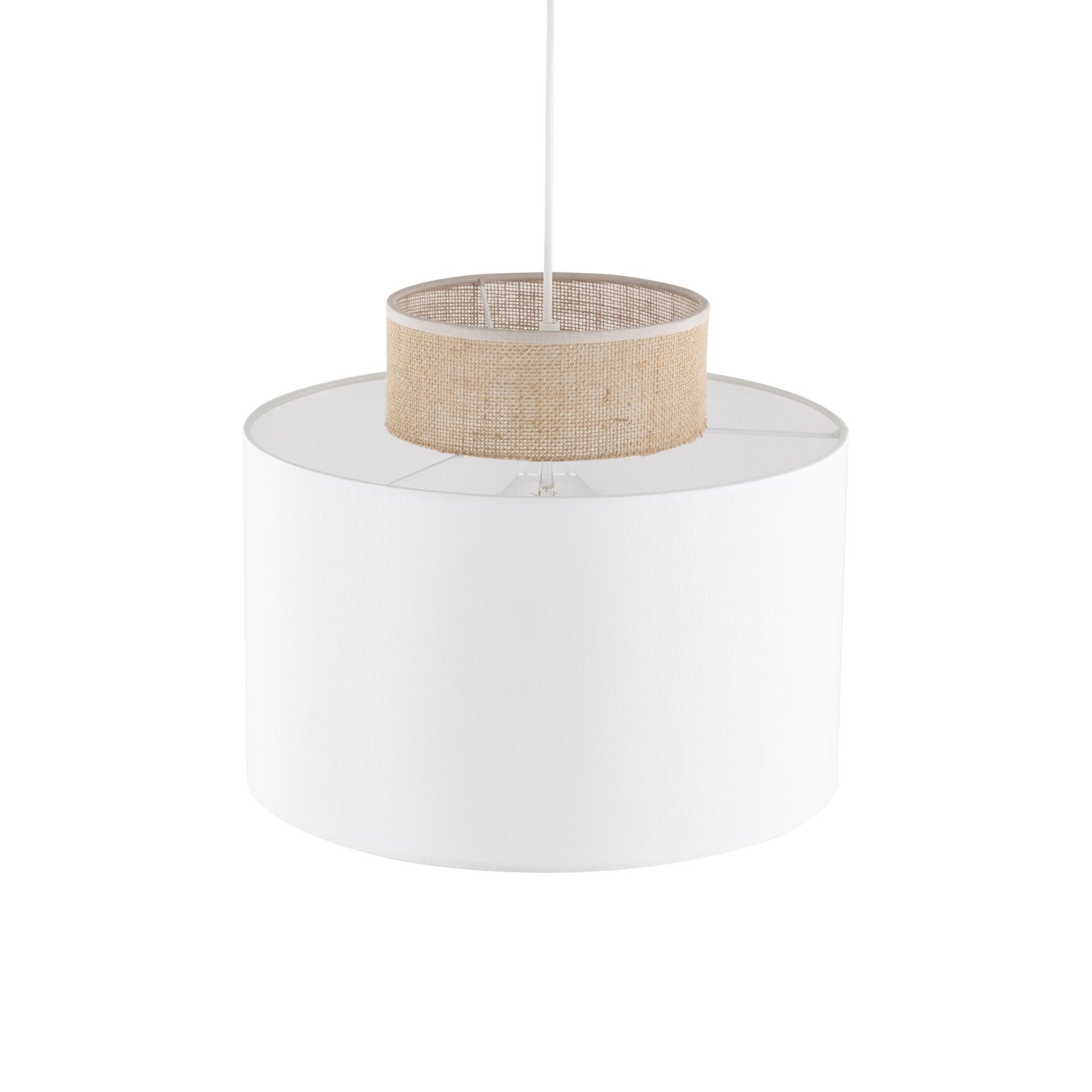 Duo White Jute Scandinavian Pendant Ceiling Light for Kitchen Island, Dining Room & Natural Interiors - Dekor Butik