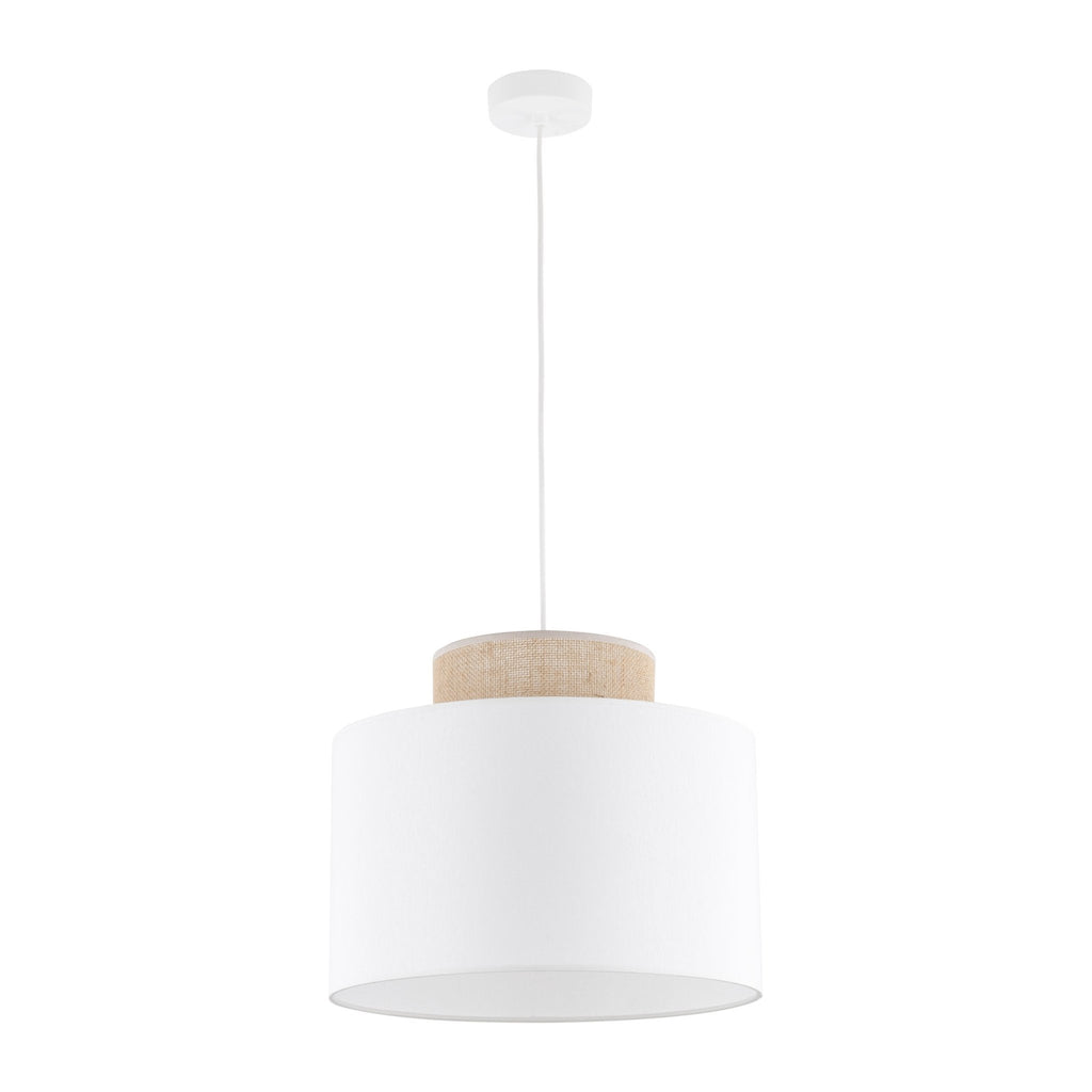 Duo White Jute Scandinavian Pendant Ceiling Light for Kitchen Island, Dining Room & Natural Interiors - Dekor Butik