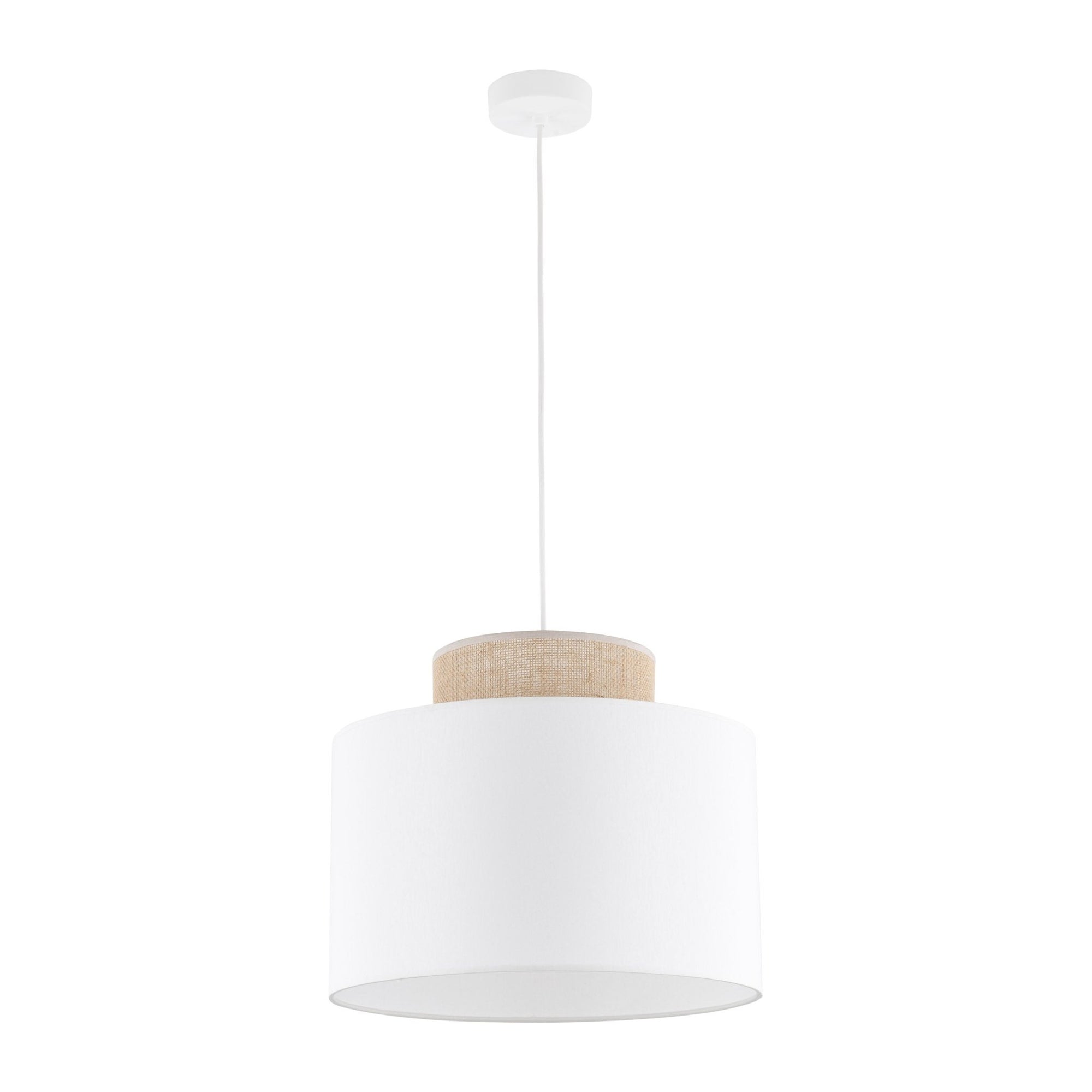 Duo White Jute Scandinavian Pendant Ceiling Light for Kitchen Island, Dining Room & Natural Interiors - Dekor Butik