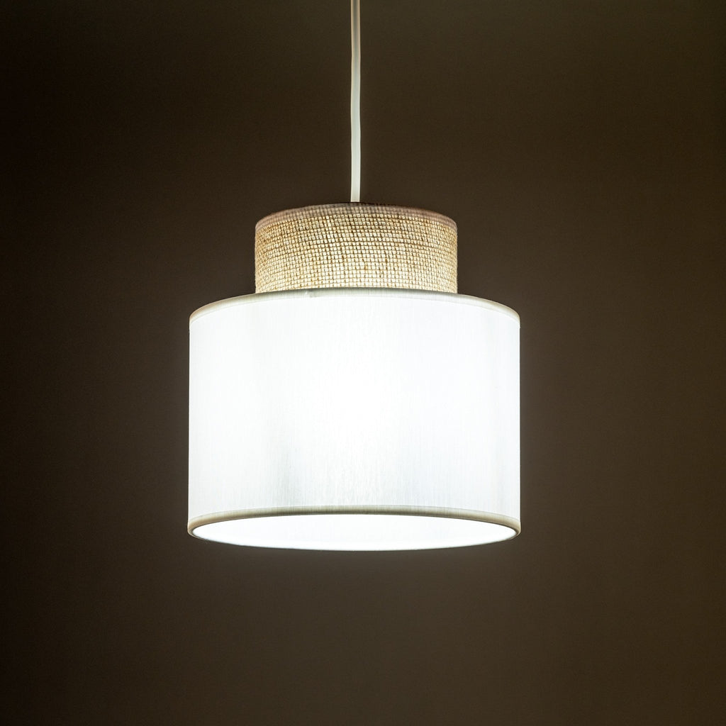 Duo White Jute Scandinavian Pendant Ceiling Light for Kitchen Island, Dining Room & Natural Interiors - Dekor Butik