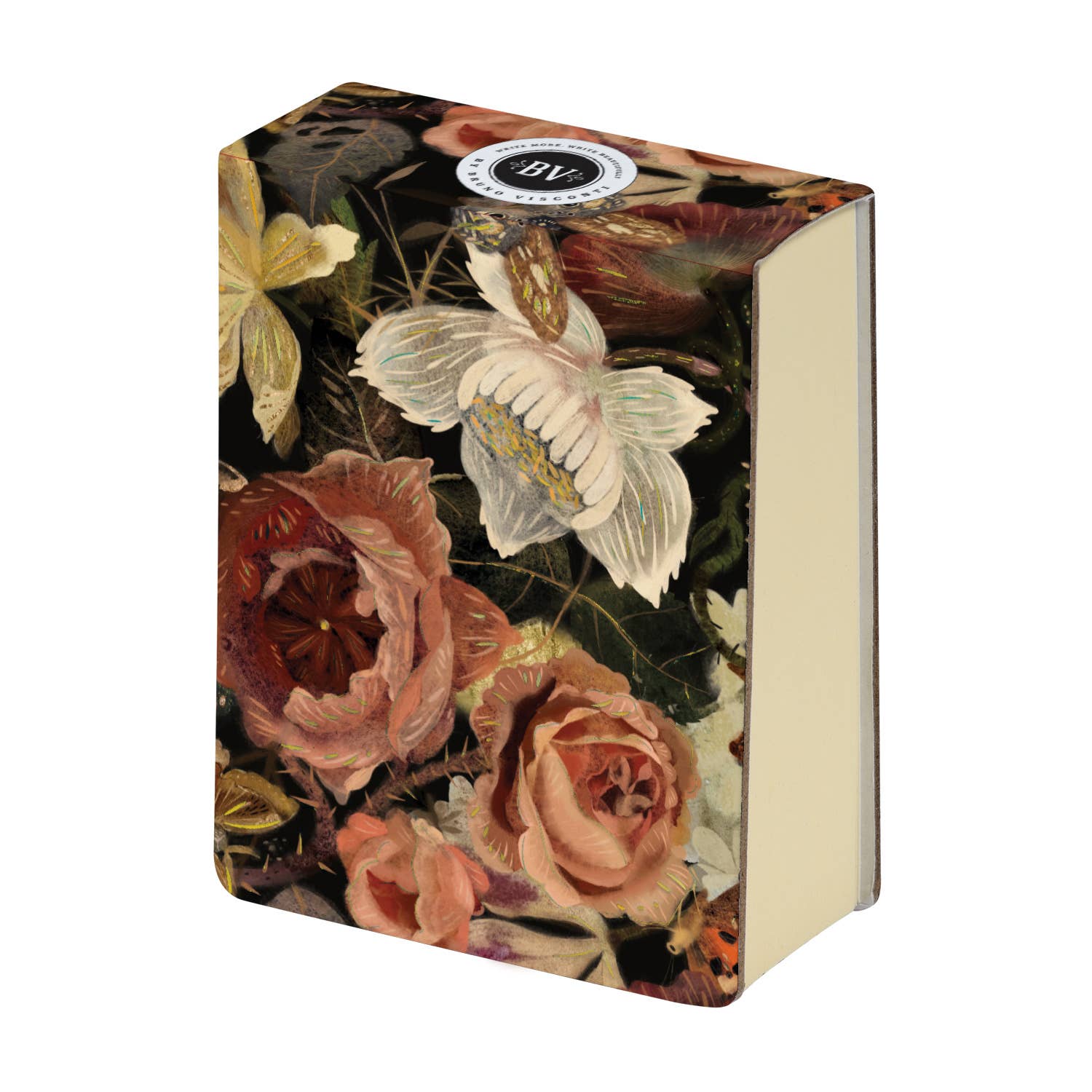 Floral design box with a visible brand logo 