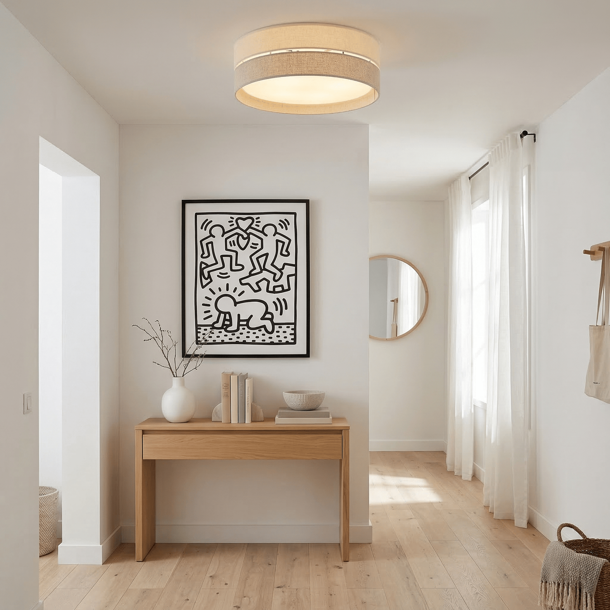 ECO Scandinavian Medium Flush Mount Ceiling Light Fixture for Kitchen, Hallway & Living Room – Minimalist Lighting - Dekor Butik