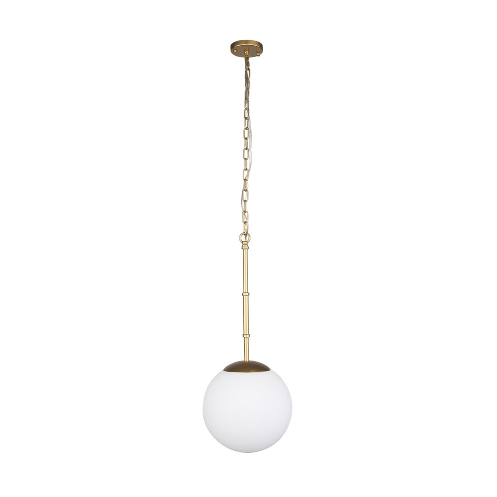 Edie Brushed Gold Metal w/ Frosted Glass Globe 1 - Light Pendant - Dekor Butik