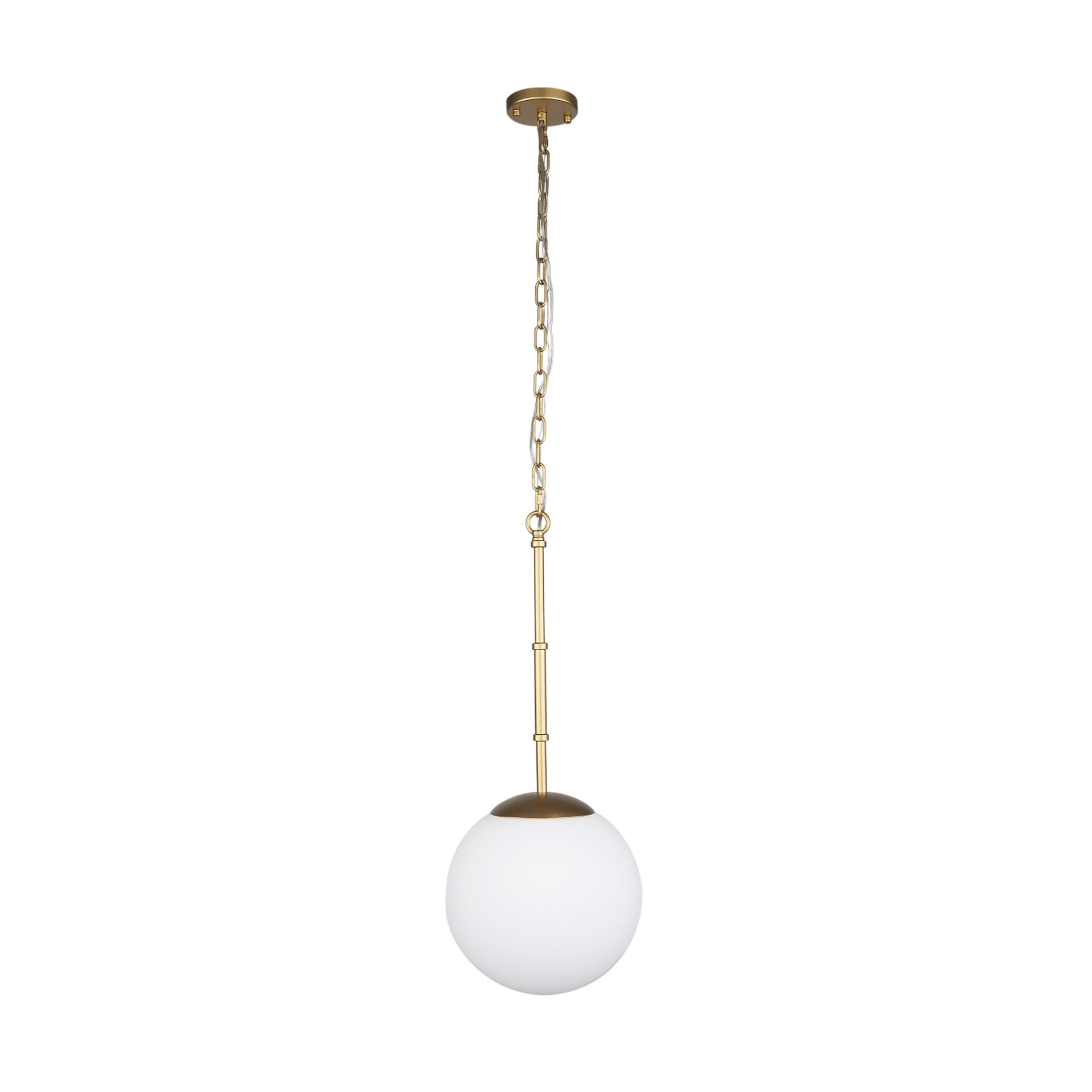 Edie Brushed Gold Metal w/ Frosted Glass Globe 1 - Light Pendant - Dekor Butik