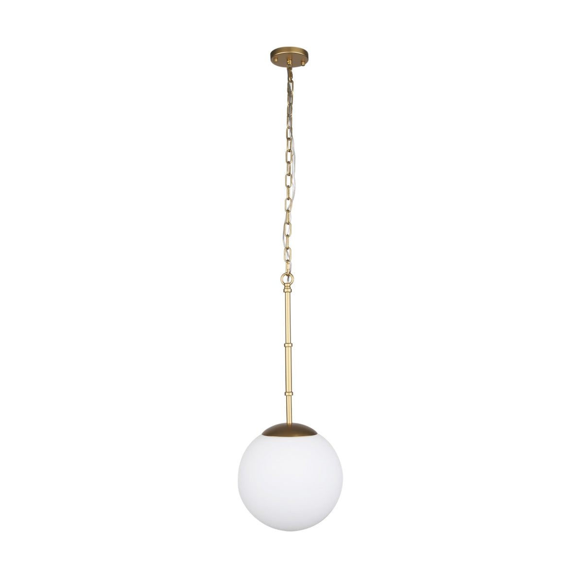 Edie Brushed Gold Metal w/ Frosted Glass Globe 1 - Light Pendant - Dekor Butik
