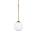 Edie Brushed Gold Metal w/ Frosted Glass Globe 1 - Light Pendant - Dekor Butik