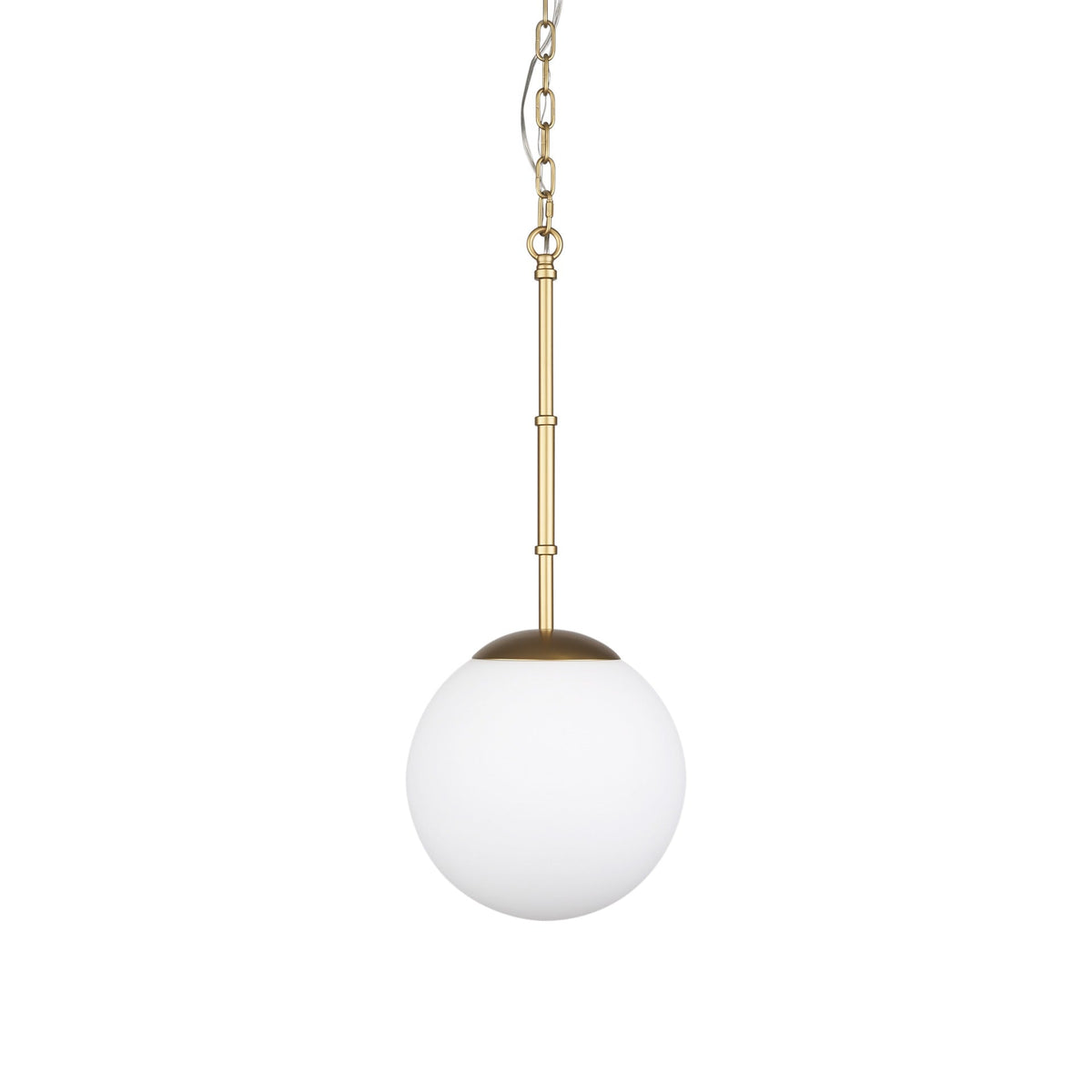 Edie Brushed Gold Metal w/ Frosted Glass Globe 1 - Light Pendant - Dekor Butik