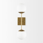 Edie Brushed Gold Metal w/ Frosted Glass Globes 2 - Light Wall Sconce - Dekor Butik
