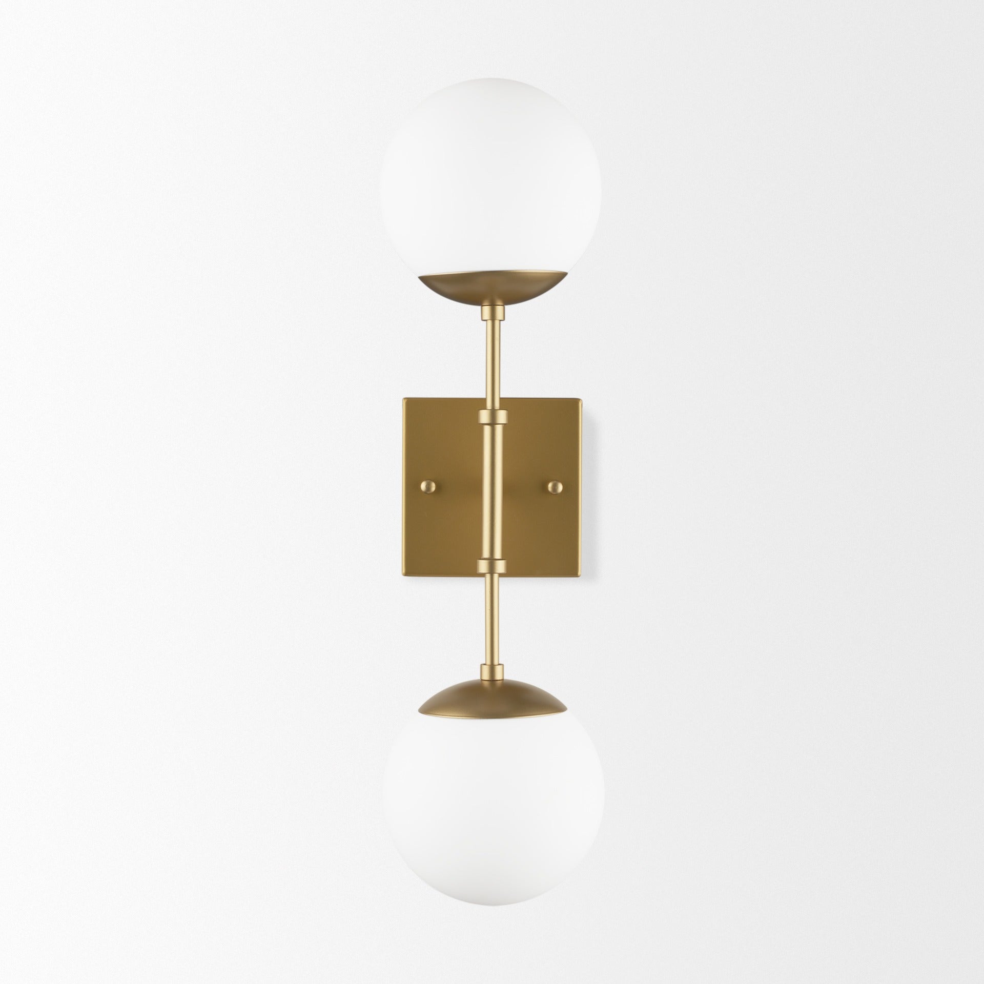 Edie Brushed Gold Metal w/ Frosted Glass Globes 2 - Light Wall Sconce - Dekor Butik