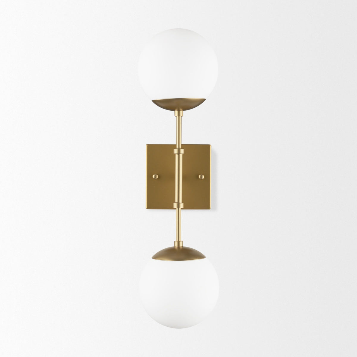 Edie Brushed Gold Metal w/ Frosted Glass Globes 2 - Light Wall Sconce - Dekor Butik