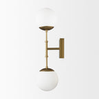 Edie Brushed Gold Metal w/ Frosted Glass Globes 2 - Light Wall Sconce - Dekor Butik
