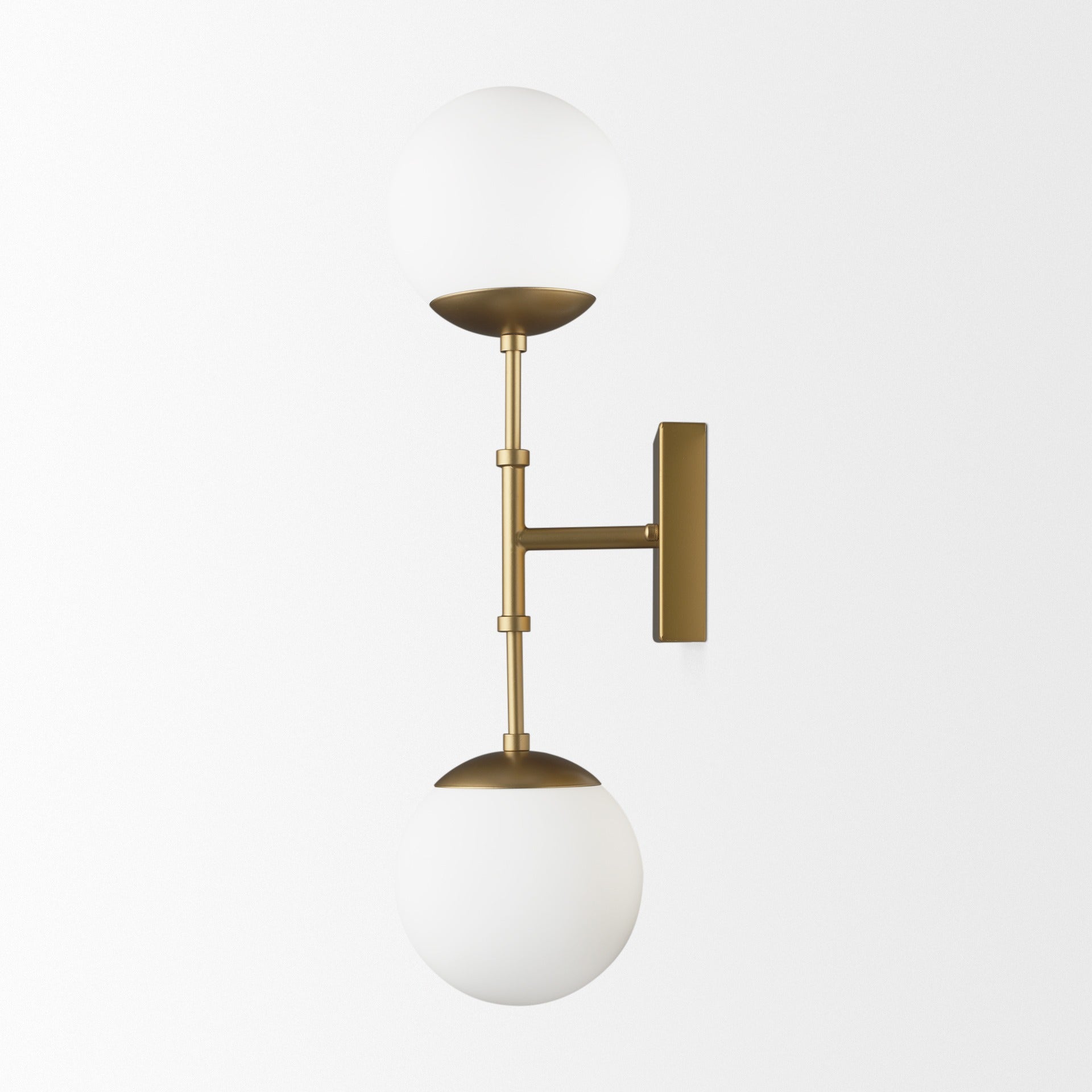 Edie Brushed Gold Metal w/ Frosted Glass Globes 2 - Light Wall Sconce - Dekor Butik