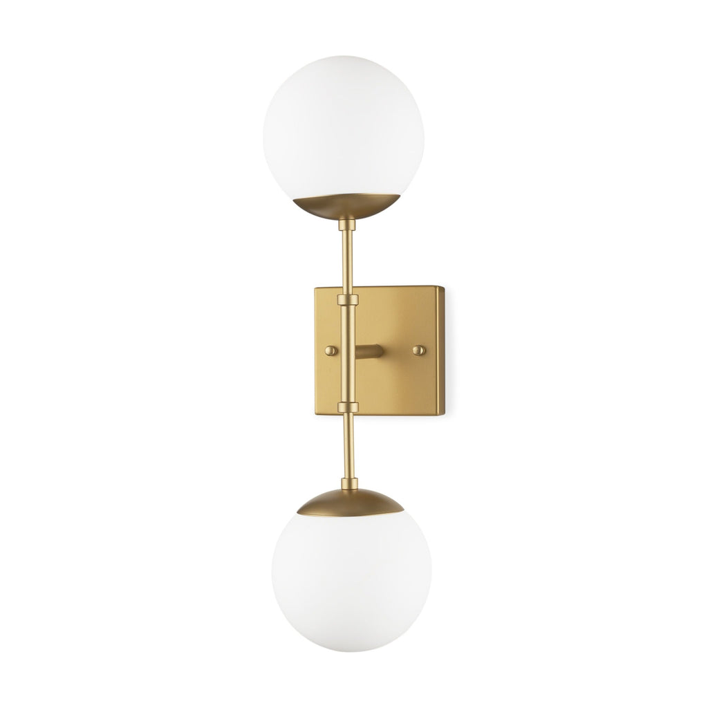 Edie Brushed Gold Metal w/ Frosted Glass Globes 2 - Light Wall Sconce - Dekor Butik