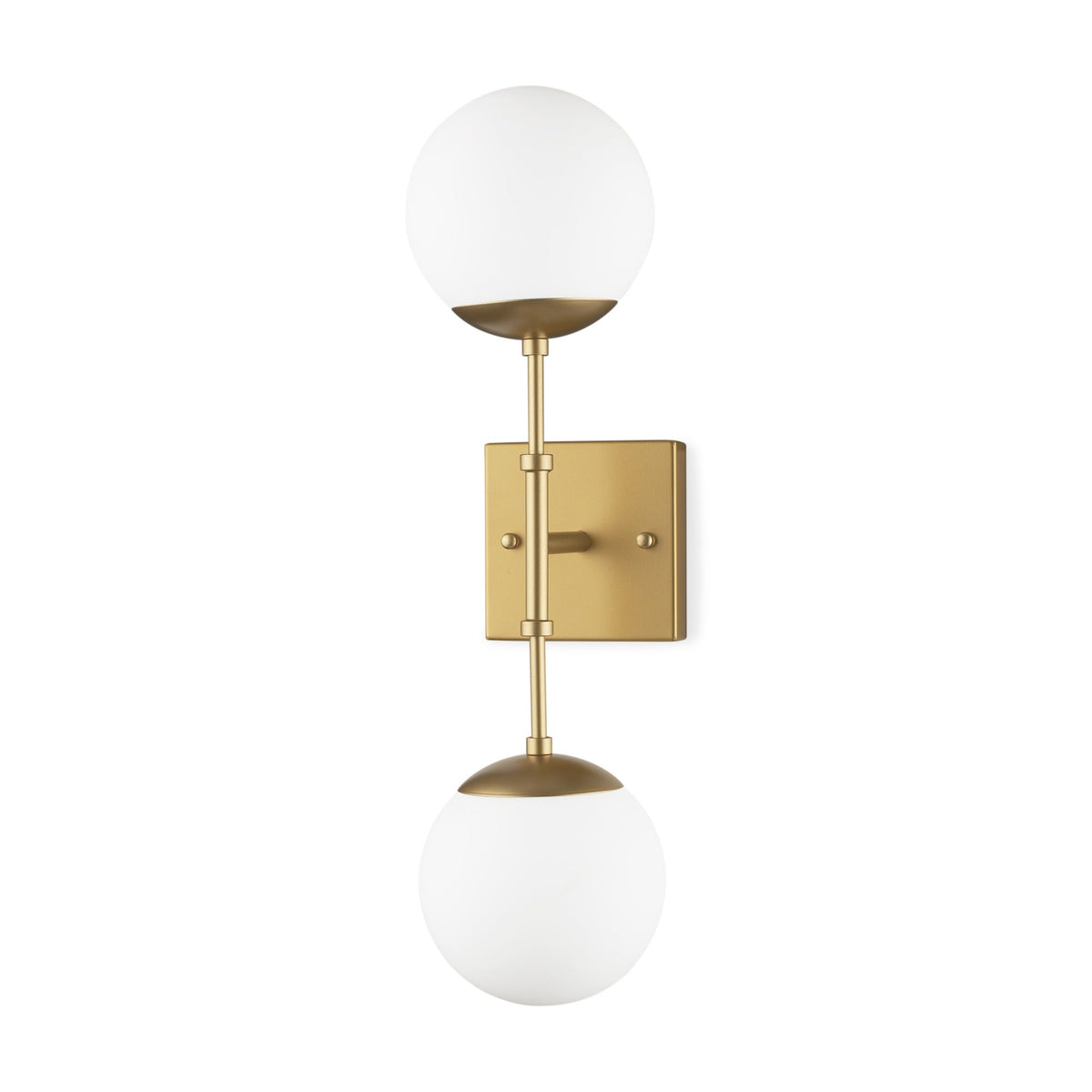 Edie Brushed Gold Metal w/ Frosted Glass Globes 2 - Light Wall Sconce - Dekor Butik