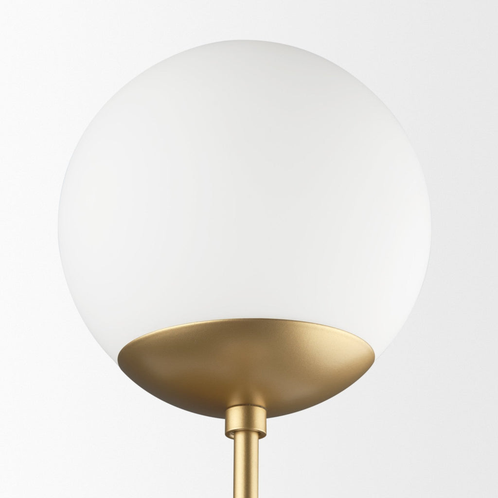 Edie Brushed Gold Metal w/ Frosted Glass Globes 2 - Light Wall Sconce - Dekor Butik