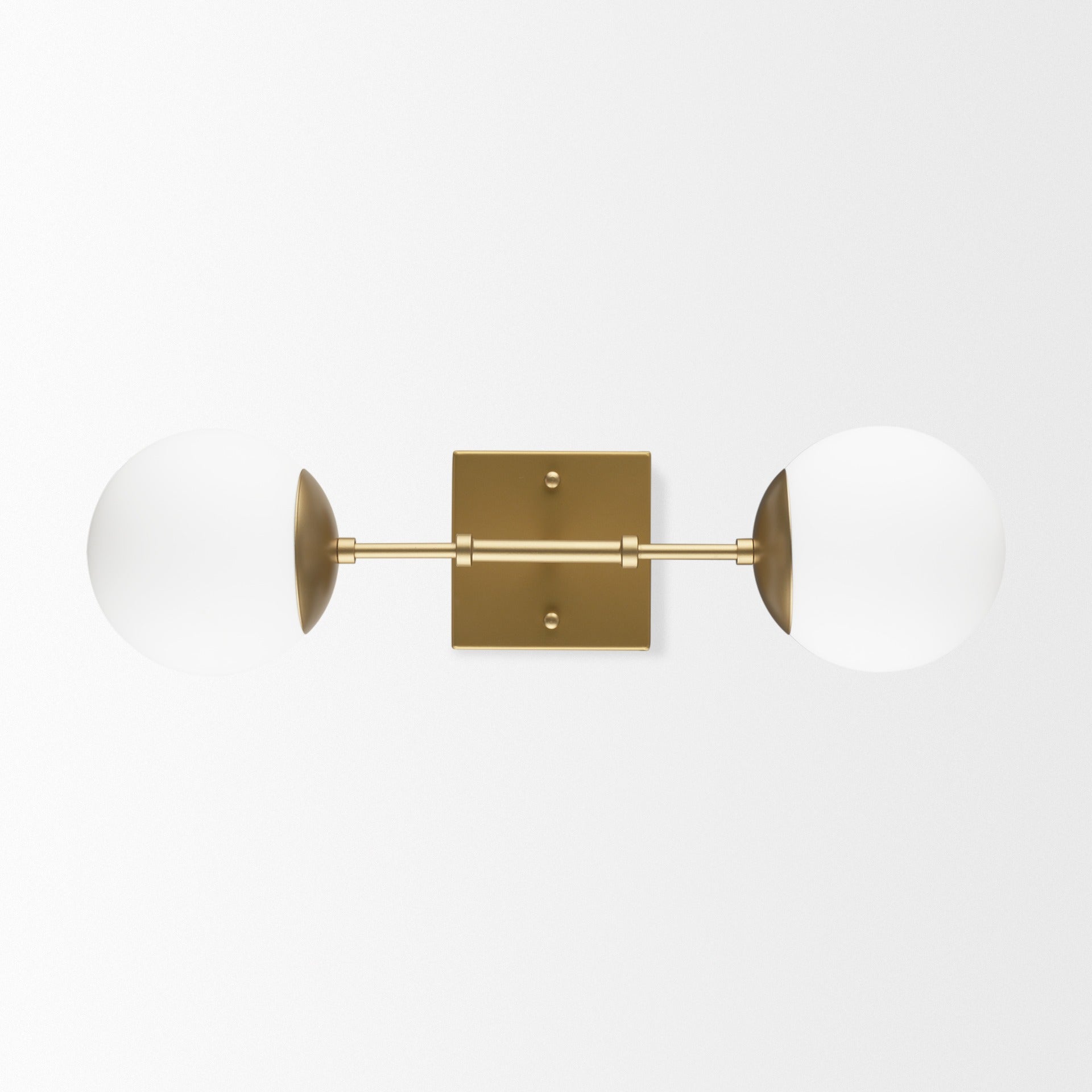 Edie Brushed Gold Metal w/ Frosted Glass Globes 2 - Light Wall Sconce - Dekor Butik