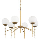 Edie Brushed Gold Metal w/ Frosted Glass Globes 6 - Light Chandelier - Dekor Butik