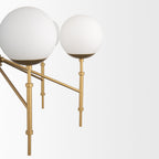 Edie Brushed Gold Metal w/ Frosted Glass Globes 6 - Light Chandelier - Dekor Butik