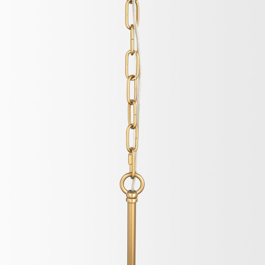 Edie Brushed Gold Metal w/ Frosted Glass Globes 6 - Light Chandelier - Dekor Butik