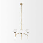 Edie Brushed Gold Metal w/ Frosted Glass Globes 6 - Light Chandelier - Dekor Butik