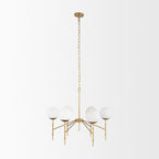 Edie Brushed Gold Metal w/ Frosted Glass Globes 6 - Light Chandelier - Dekor Butik