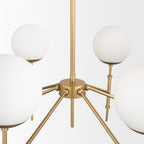 Edie Brushed Gold Metal w/ Frosted Glass Globes 6 - Light Chandelier - Dekor Butik