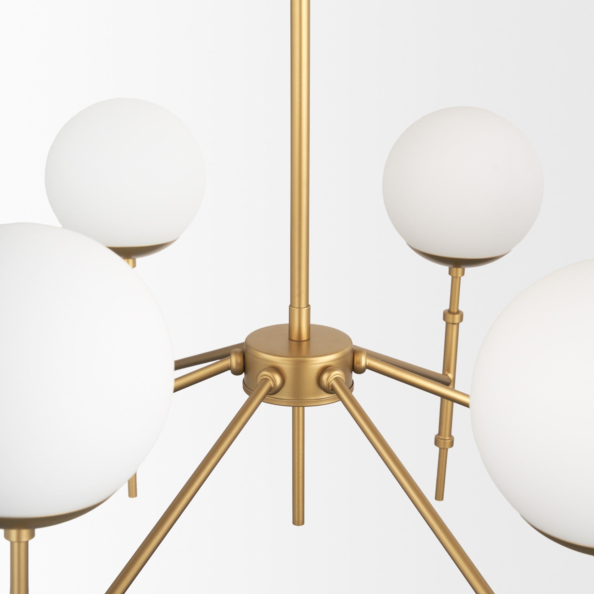 Edie Brushed Gold Metal w/ Frosted Glass Globes 6 - Light Chandelier - Dekor Butik