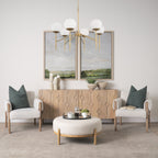 Edie Brushed Gold Metal w/ Frosted Glass Globes 6 - Light Chandelier - Dekor Butik