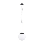 Edie Matte Black Metal w/ Frosted Glass Globe 1 - Light Pendant - Dekor Butik