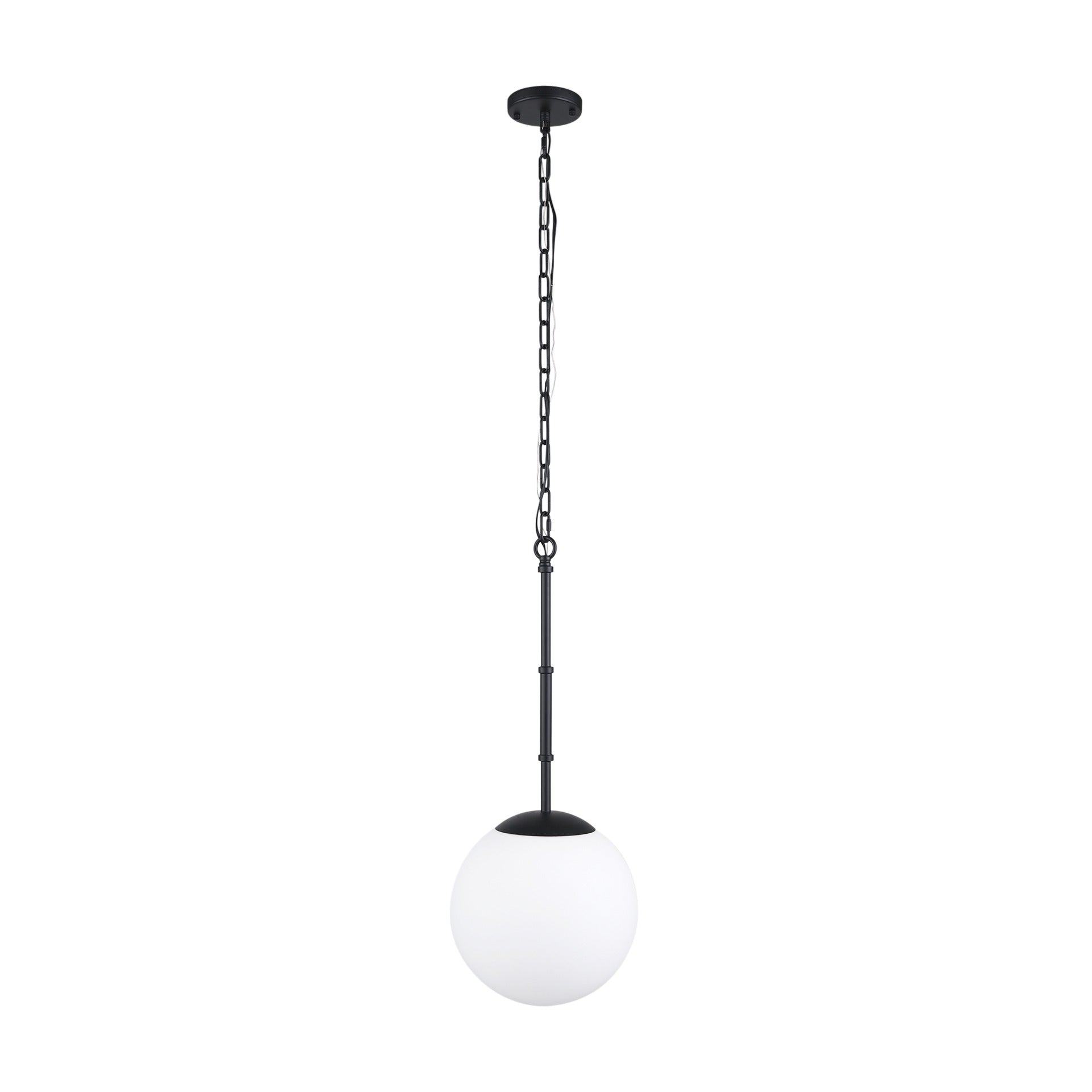 Edie Matte Black Metal w/ Frosted Glass Globe 1 - Light Pendant - Dekor Butik