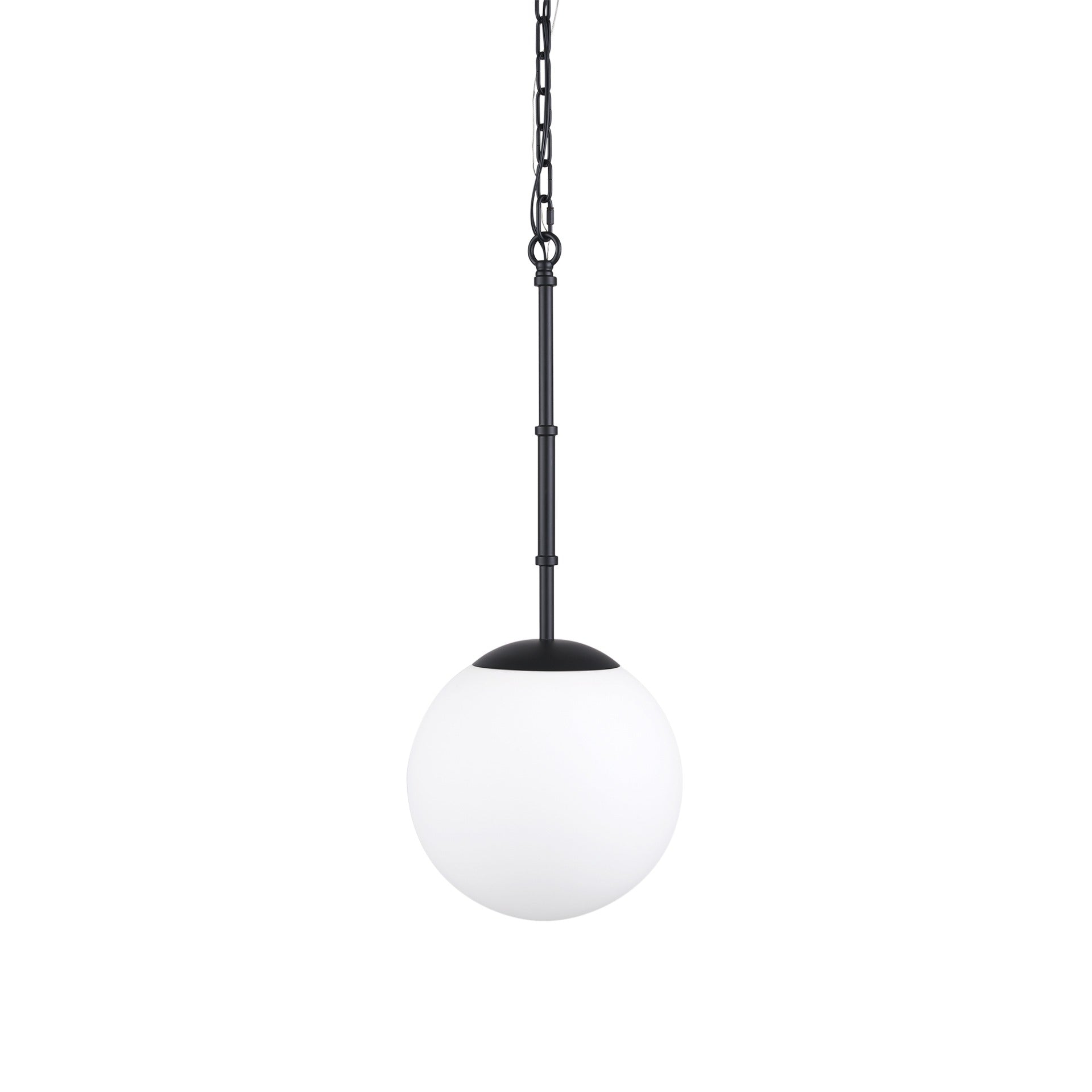 Edie Matte Black Metal w/ Frosted Glass Globe 1 - Light Pendant - Dekor Butik