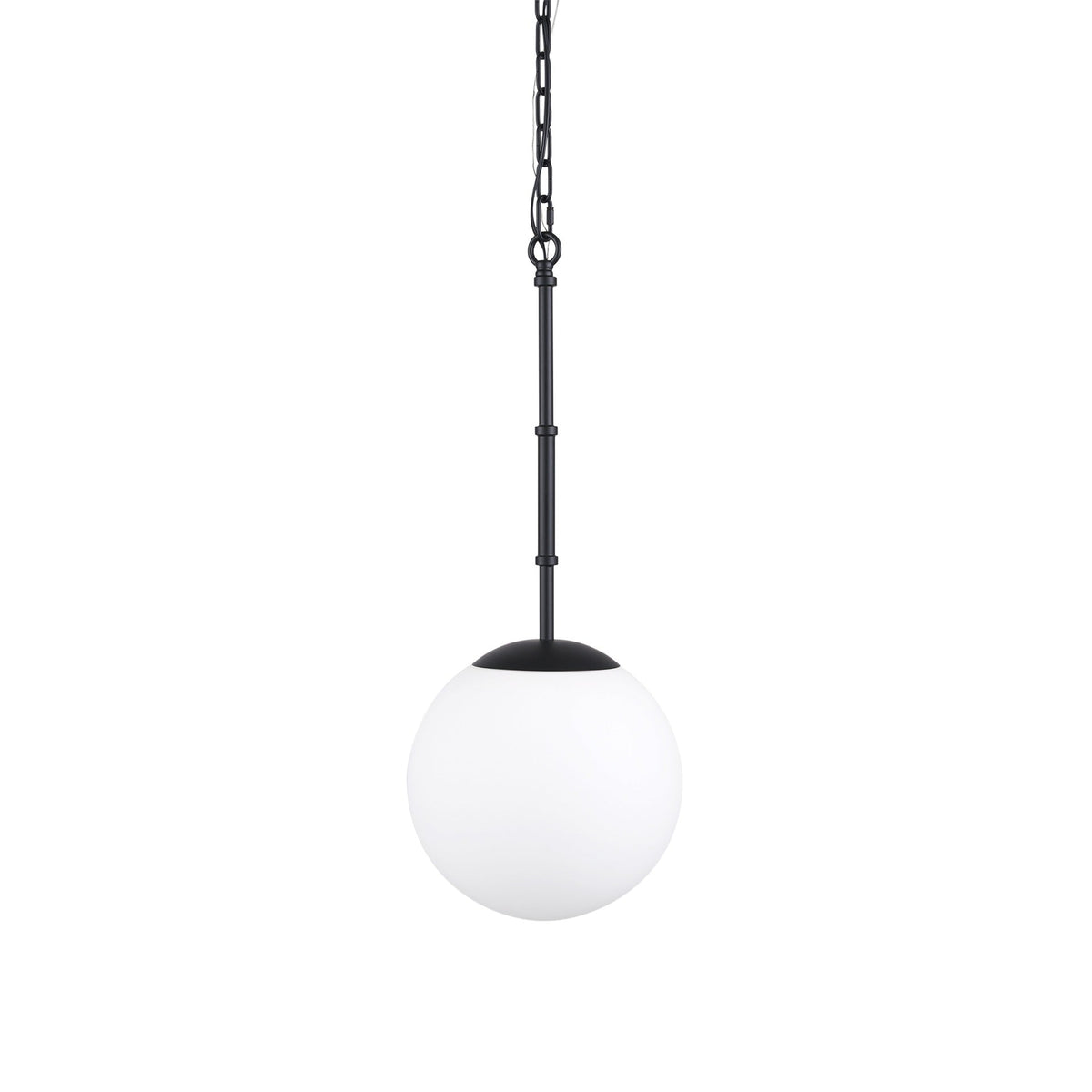 Edie Matte Black Metal w/ Frosted Glass Globe 1 - Light Pendant - Dekor Butik