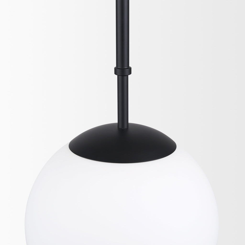 Edie Matte Black Metal w/ Frosted Glass Globe 1 - Light Pendant - Dekor Butik