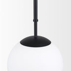 Edie Matte Black Metal w/ Frosted Glass Globe 1 - Light Pendant - Dekor Butik