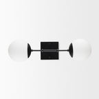 Edie Matte Black Metal w/ Frosted Glass Globes 2 - Light Wall Sconce - Dekor Butik