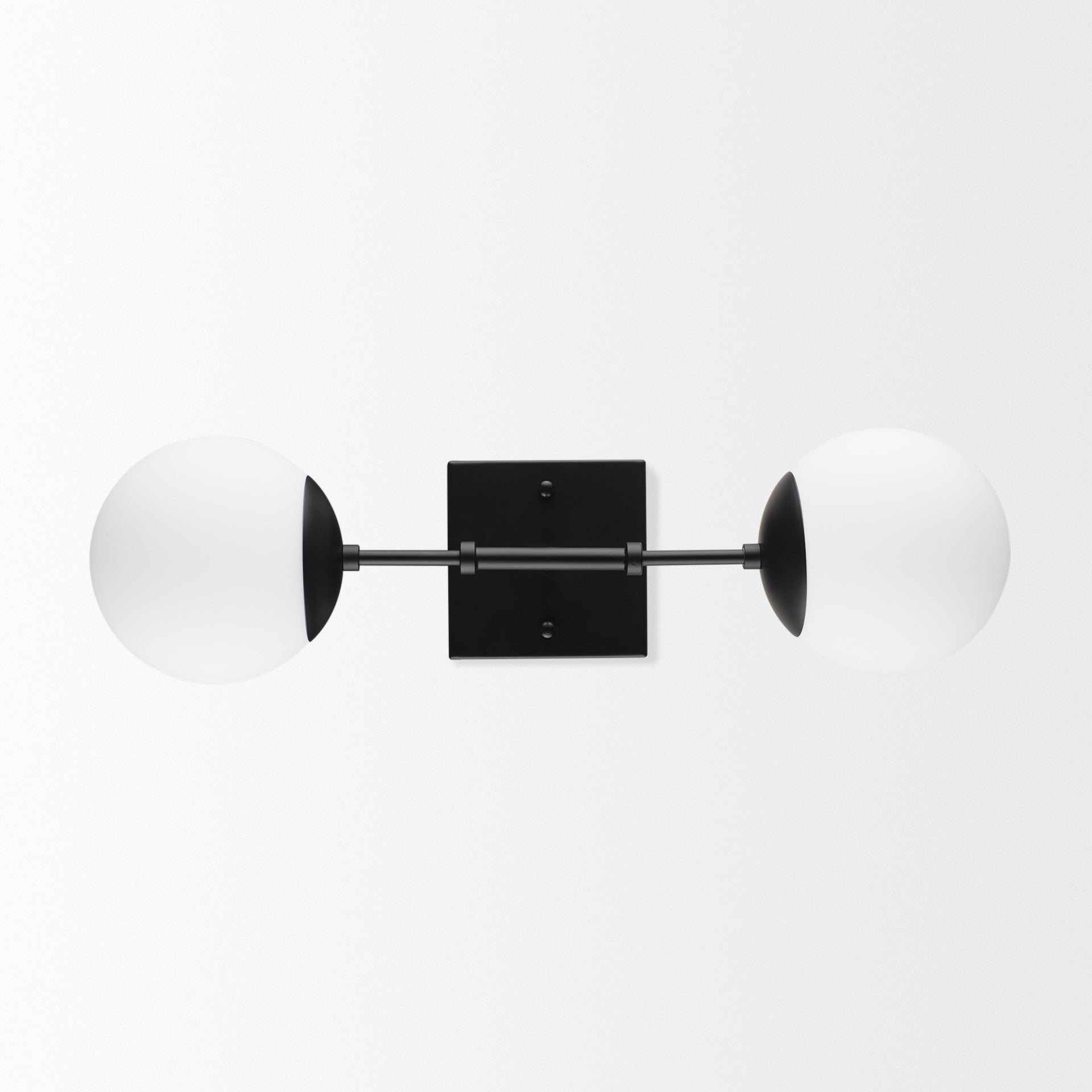 Edie Matte Black Metal w/ Frosted Glass Globes 2 - Light Wall Sconce - Dekor Butik